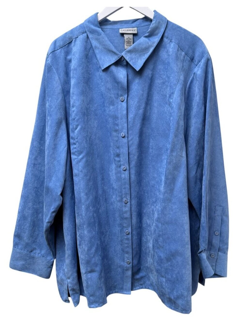 Catherines Shirt Plus Size 3X Faux Suede Blue Shirt Jacket Womens Button Down